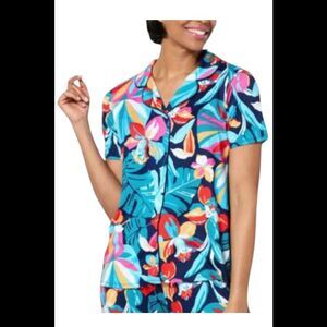 Comfort Code Soft & Light Notched Collar PJ Top Navy Tropical - Regular